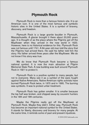 Comprehension: U. S. Landmark – Plymouth Rock (elem)